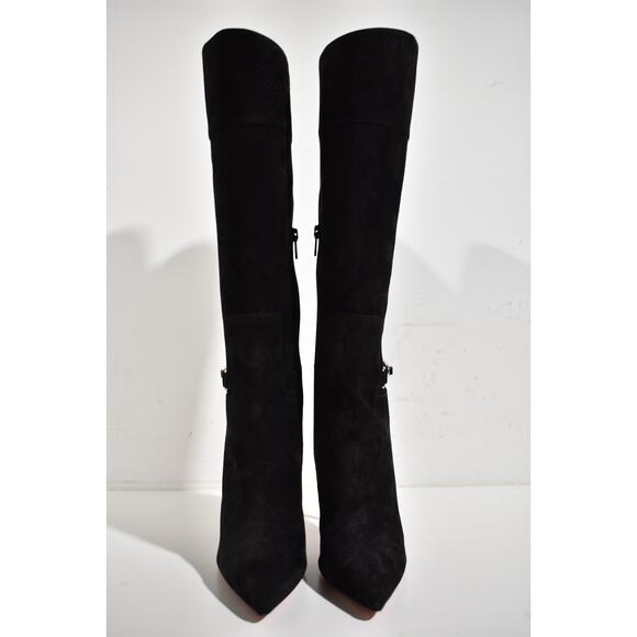 Christian Louboutin Lock Kate Botta 100 Black Suede Knee High Heel Boot 40.5 - Picture 6 of 12